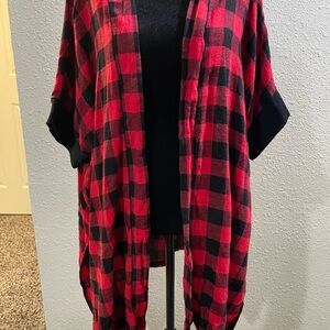 Charlie Paige Red and Black Plaid Cardigan